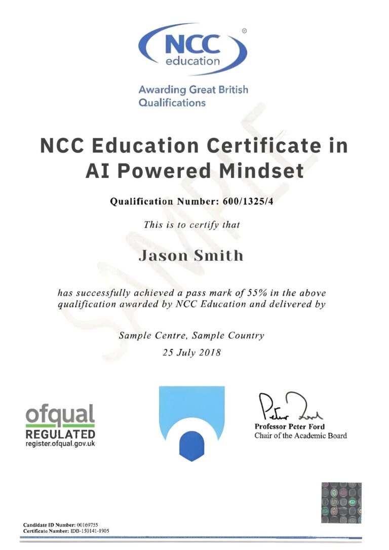 NCC Education Certificate in AI Powered Mindset